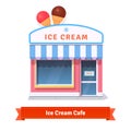 Ice cream restaurant and shop building facade