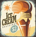 Ice cream retro poster design concept