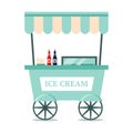 Ice cream sale stand flat vector illustration