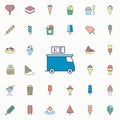 ice cream sales machine colored dusk style icon. Ice cream icons universal set for web and mobile Royalty Free Stock Photo