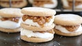 Ice cream sandwich cookies, caramel, kitchen, baking Royalty Free Stock Photo