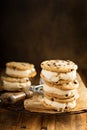 Ice cream sandwiches with chocolate chip cookies Royalty Free Stock Photo