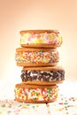 Ice cream sandwiches vanilla with colorful topping