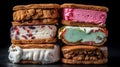 Ice cream sandwiches with various flavors. Generative AI Royalty Free Stock Photo