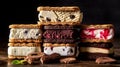 Ice cream sandwiches with various flavors. Generative AI Royalty Free Stock Photo