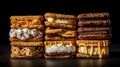Ice cream sandwiches with various flavors. Generative AI Royalty Free Stock Photo