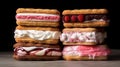 Ice cream sandwiches with various flavors. Generative AI Royalty Free Stock Photo