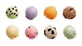 Ice cream scoop ball, Many assorted different flavour Mockup template Photo Illustration Image Picture, White Background