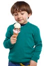 Ice cream scoop cone eating boy child kid summer portrait format Royalty Free Stock Photo