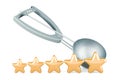 Ice Cream Scoop with five golden stars, 3D rendering