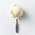 Ice cream scoop isolated on white background, top view image. Tasty vanilla desserts concept, closeup. Summer desserts