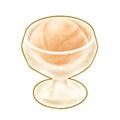 Ice cream scoop, small glass cup of vanilla gelato ice cream dessert Royalty Free Stock Photo