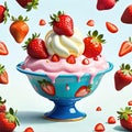 Ice cream scoop strawberry smooth flavor fruit sundae dessert