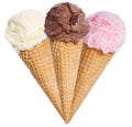 Ice cream scoop sundae cone vanilla chocolate icecream isolated Royalty Free Stock Photo