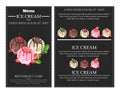 Ice Cream Scoops Vector. Chocolate, Vanilla And Strawberry Flavors