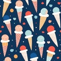 ice cream cone style seamless pattern, AI generated