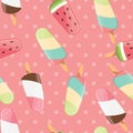 Ice cream seamless pattern, colorful summer background, delicious sweet treats Royalty Free Stock Photo