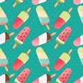 Ice cream seamless pattern, colorful summer background, delicious sweet treats Royalty Free Stock Photo