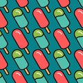 Ice cream seamless pattern. Cute colorful popsicle background Royalty Free Stock Photo