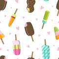 Ice Cream Seamless Pattern, Delicious Sweet Dessert, Cafe, Confectionery or Shop Design Element Can Be Used for