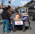 Ice cream seller in a street of La Paz, Bolivia