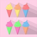 Ice cream set beautiful color icons six options