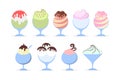 Ice cream set. Collection of delicious dessert. Tasty Royalty Free Stock Photo