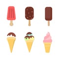 Ice cream set. Collection of delicious dessert. Tasty Royalty Free Stock Photo