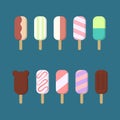 Ice cream set. Collection of delicious dessert. Tasty Royalty Free Stock Photo