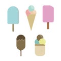 Ice cream set in flat style. Ice cream icon logo collection isolated Royalty Free Stock Photo