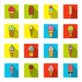 Ice cream set icons in flat style. Big collection of ice cream symbol Royalty Free Stock Photo