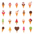 Ice cream set, simple style, vector illustration isolated on white background Royalty Free Stock Photo