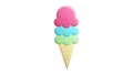 Ice cream with several creamy balls on a white background, vector volumetric illustration. sweet milk ice cream, berry flavor,