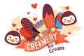 Ice cream shop banner, creamery promotion vector illustration Royalty Free Stock Photo