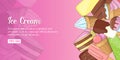 Ice cream shop banner horizontal, cartoon style Royalty Free Stock Photo