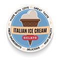 Ice cream shop logo in vintage style. Vector illustration