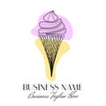 Ice Cream Shop Modern Pink and Yellow Logo