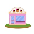 Ice cream shop with sign. Sweet dessert. Little business. building store and coffee. Urban landscape Royalty Free Stock Photo