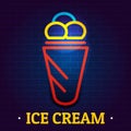 Ice cream signboard logo, flat style