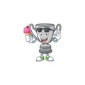 With ice cream silver trophy with cartoon character shape