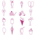 Ice cream simple outline icons set eps10