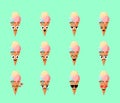 Ice Cream Smile Emoji Vector Set.