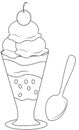 Ice cream with a spoon coloring page