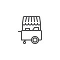 Ice cream stall shop outline icon