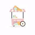 Ice cream stand cart. Street food cart. Vector Illustration.