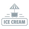Ice cream stand logo, simple gray style