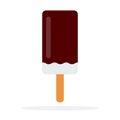 Ice cream on a stick with chocolate glaze flat isolated Royalty Free Stock Photo