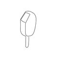 Ice cream on a stick continuous line drawing. One line art of dairy produce, milk products, popsicle, eskimo, ice lolly