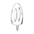 Ice cream on a stick. Cute pencil sketch digital art. Print for stickers, menus, cards, restaurants, invitations, fabrics, banners