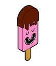 Ice cream on stick. Eskimo Cold sweetness dessert. cartoon vector